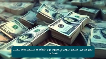 تغير مفاجئ.. أسعار الدولار في البنوك يوم الثلاثاء 23 سبتمبر 2025 تتصدر المشهد